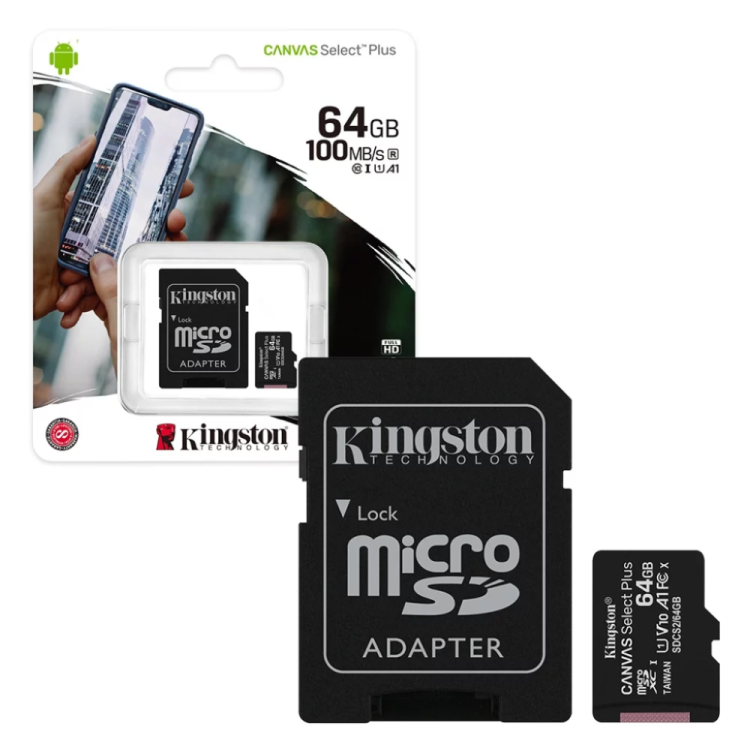 MICRO SD 64GB CL10 REACT PLUS + ADAPTADOR KINGSTON