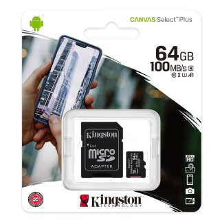 CARTAO MEMORIA MICRO SD 64GB CL10 REACT PLUS + ADAPTADOR KINGSTON