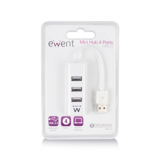 HUB MINI EWENT USB 2.0 4 PORTAS BRANCO