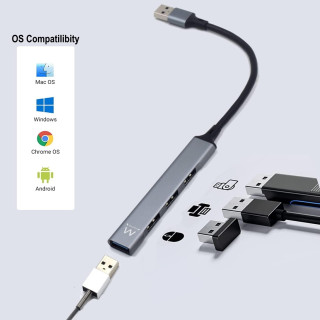 HUB EWENT USB-A 3.2 P/ 4 USB 2.0