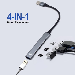 HUB EWENT USB-A 3.2 P/ 4 USB 2.0