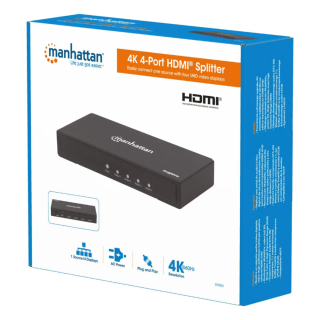 HUB SPLITTER 1xHDMI Inp (F) TO 4xHDMI Out (F) 4K@60Hz MANHATTAN