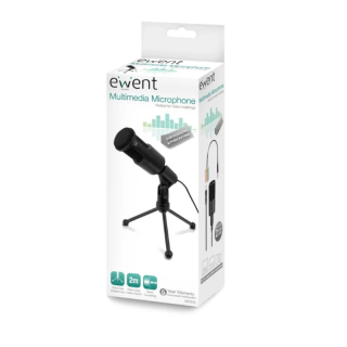 MICROFONE EWENT NC, C/ SUPORTE, 2.0M PRETO