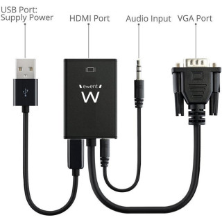 CONVERSOR EWENT VGA M TO HDMI F 0.2M