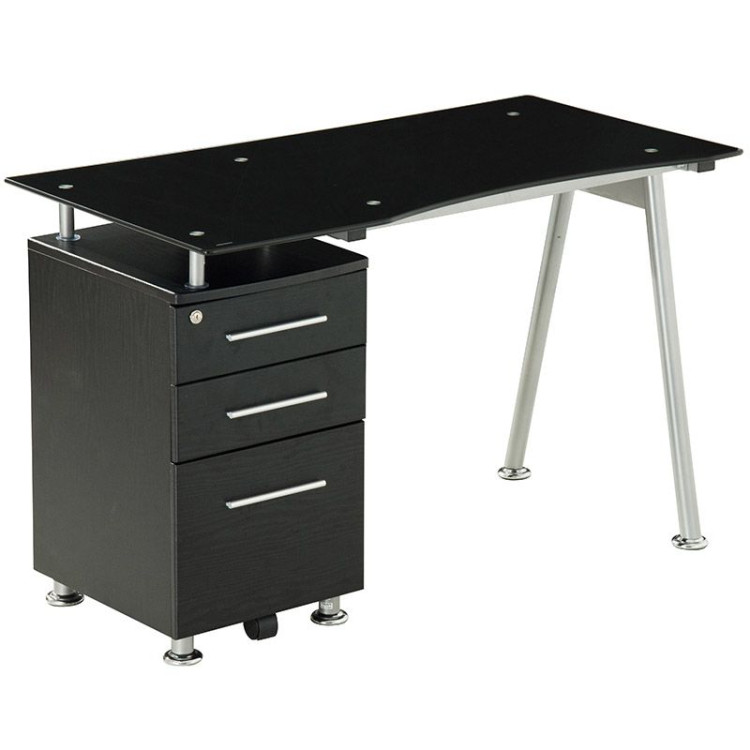 SECRETARIA PC METAL/VIDRO PRETO 120X60X76