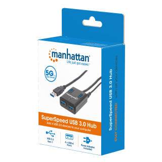 HUB USB-A (3.0) 4xUSB-A max 5 Gbps (AC 5V/3A) MANHATTAN