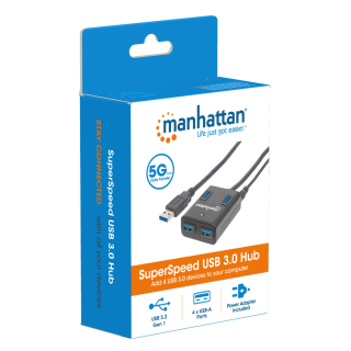 HUB USB-A (3.0) 4xUSB-A max 5 Gbps (AC 5V/3A) MANHATTAN