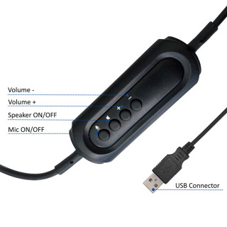 AUSCULTADOR EWENT USB COM MIC 2.1M PRETO