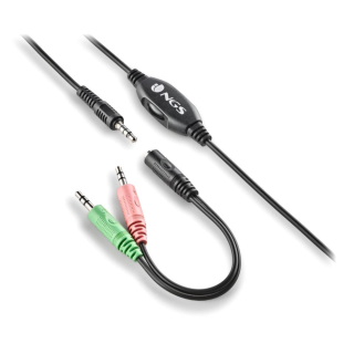 AUSCULTADOR NGS C/MICROFONE 3,5MM + ADAPTADOR JACK DUPLO