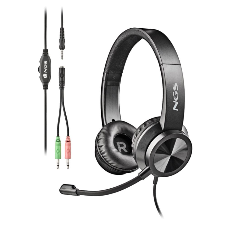 AUSCULTADOR NGS C/MICROFONE 3,5MM + ADAPTADOR JACK DUPLO