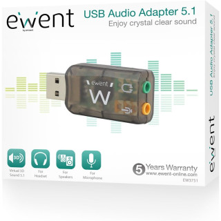 ADAPTADOR AUDIO EWENT USB 5.1 VIRTUAL 3D