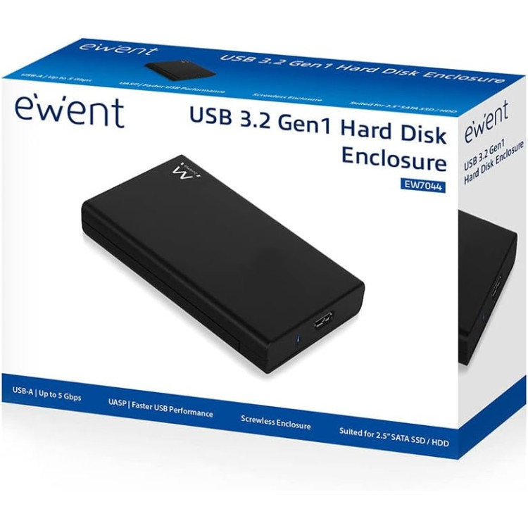 CAIXA EXTERNA EWENT HDD 2.5" SATA SSD 3.2 BLK