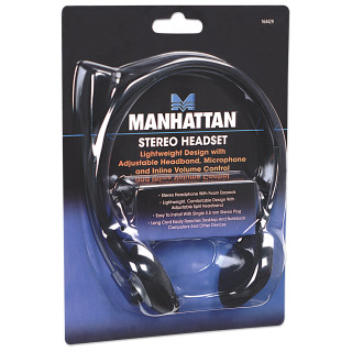 AUSCULTADOR MANHATTAN STEREO C/MIC ESPONJA PRETO