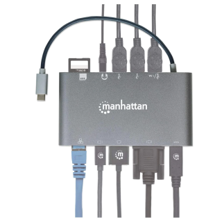 DOCK. USB-C (7-in-1) HDMI,VGA,3xUSB-A,USB-C,RJ45... MANHATTAN
