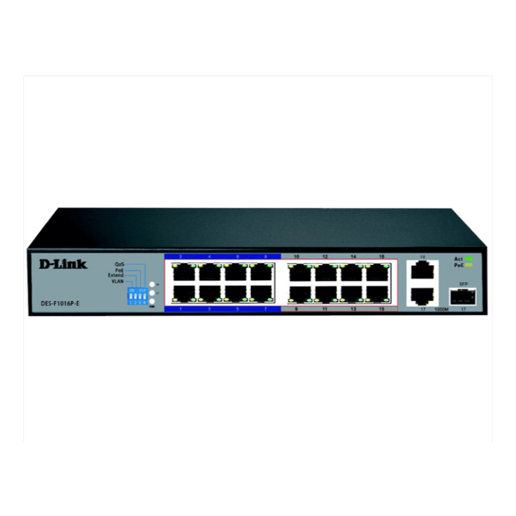 SWITCH 16 DLINK 10/100 POE S/GESTAO + SURVEILLANCE C/ 16 POE 150W + RANGE 250M