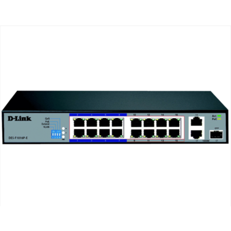 SWITCH 16 DLINK 10/100 POE S/GESTAO + SURVEILLANCE C/ 16 POE 150W + RANGE 250M