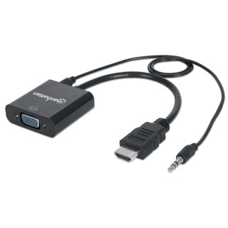 ADAPTADOR HDMI (M) TO VGA (F) c/audio MANHATTAN