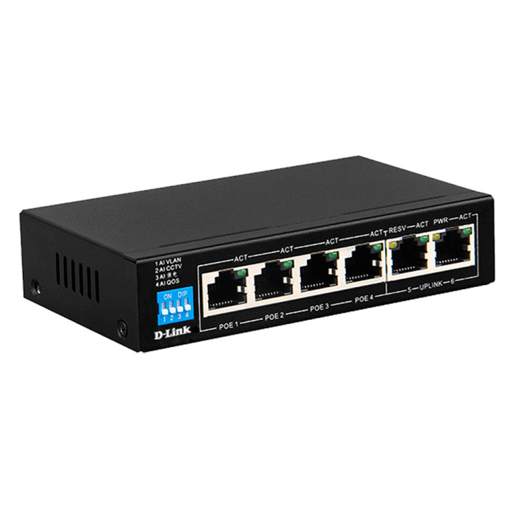 SWITCH 6 DLINK 10/100 POE S/GESTAO + SURVEILLANCE C/ 4 POE 60W + RANGE 250M