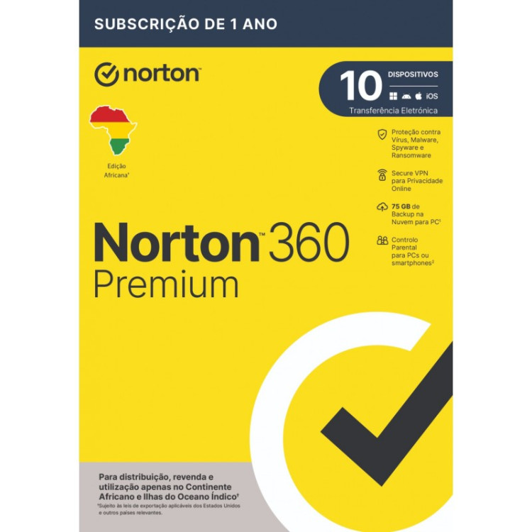 ANTIVIRUS NORTON 360 PREMIUM 75GB AF 1 USER 10 DEVICE 12MO WRT DRMKEY FTP