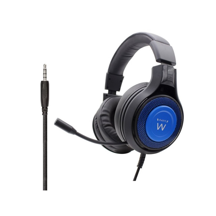 AUSCULTADOR EWENT GAMING PRETO/AZUL C/FIO JACK