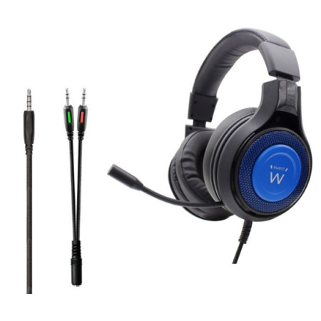 AUSCULTADOR EWENT GAMING PRETO/AZUL C/FIO JACK