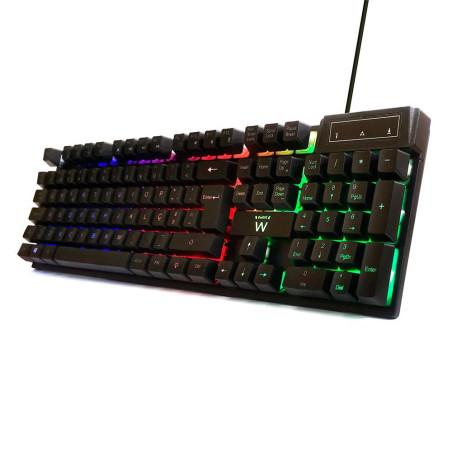 TECLADO EWENT GAMING ILUMINADO USB PRETO