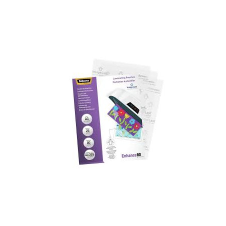 BOLSAS PLASTIFIC.FELLOWES 80MIC A3/25