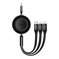 CABO USB-C (M) P/ LIGHTNING (M) 1M 20W RETRATIL BASEUS PRETO