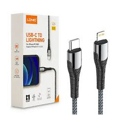 CABO LDNIO USB-C PARA LIGHTING 2M QC FAST CHARGING CINZENTO