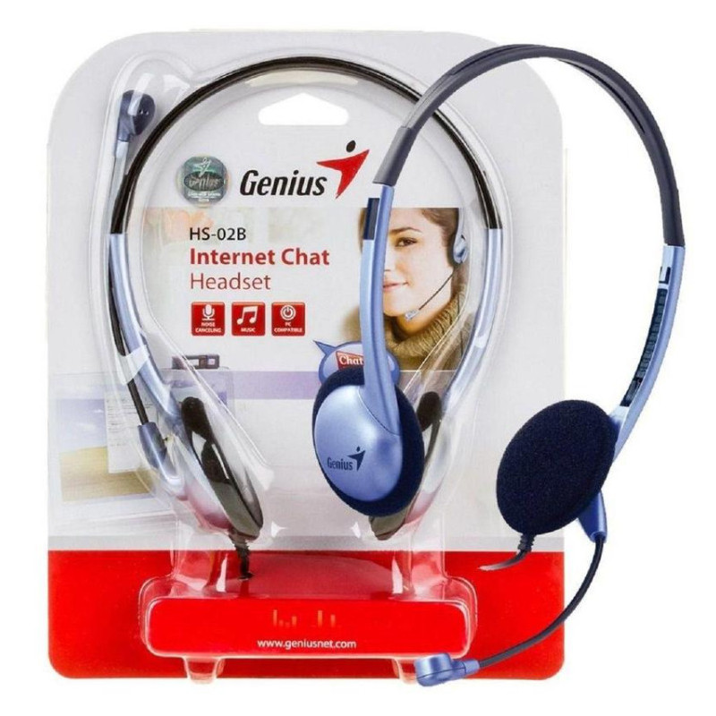 AUSCULTADORES GENIUS HS-02B C/ MIC P/PC PRETO AUSCULTADORES GENIUS HS-02B C/ MIC P/PC PRETO