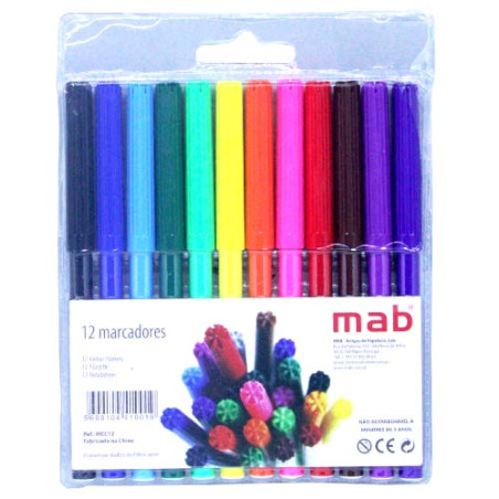 MARCADOR MAB ESCOLAR BOLSA 12UNID