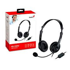 AUSCULTADORES GENIUS HS-230U C/ MIC P/PC USB-A PRETO