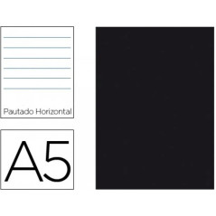 CADERNO AGRAFADO A5 60G/80F PAUTADO CAPA PRETA (1/20)