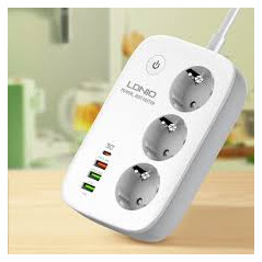 BLOCO TOMADA LDNIO 3WAY 2M 2500W 4USB WIFI