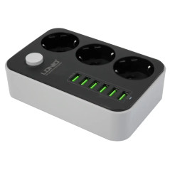 BLOCO TOMADA 3WAY. 1.6 MT C/I 6USB 3.4A