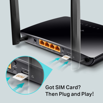 ROUTER TP-LINK WIFI 4G LTE 300Mbps N 3X10/100Mbps LAN Port, 1_ 10/100 Mbps LAN/WAN Port, 1 Micro SIM Card Slot